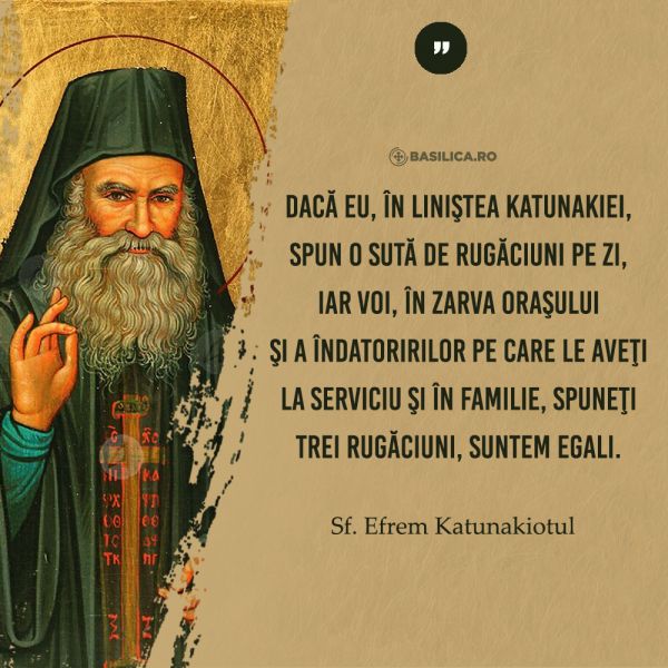 Sfântul Cuvios Efrem Katunakiotul (1912 - 1998) - foto preluat de pe www.facebook.com/basilica.ro